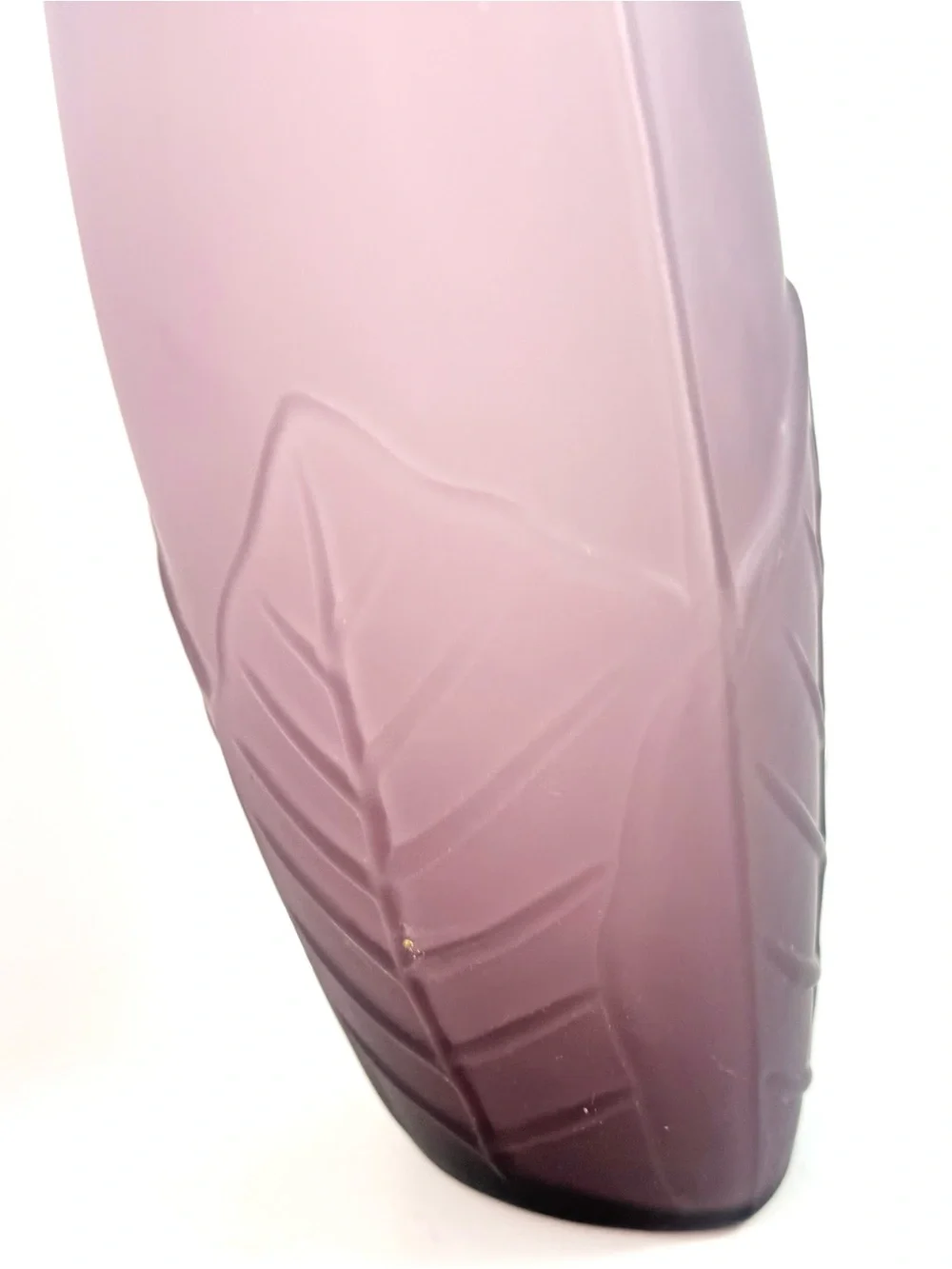 Vintage Art Deco Amethyst Purple Satin Glass 10” Botanical Vase 1940's - Picture 6 of 16